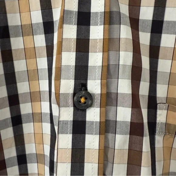 Orvieto Men's Long Sleeve Checkered Button Down Shirt in Neutral Tones Size M - Picture 5 of 17